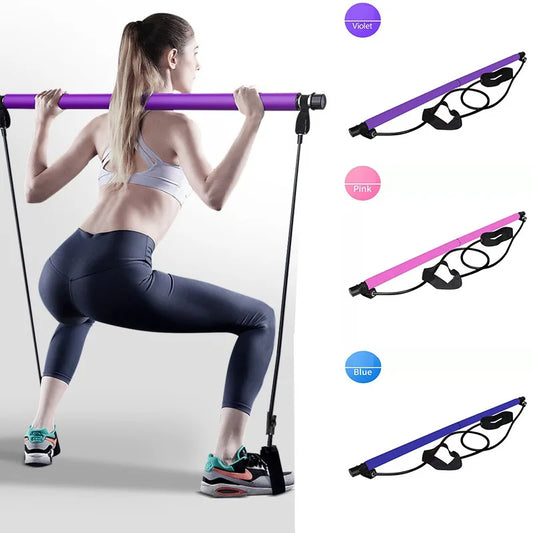 Pilates Bar Combination Multifunctional Fitness Tool Elastic Rope Tension Rope YogaChest Expander Back Trainer Stretching Belt